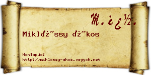Miklóssy Ákos névjegykártya