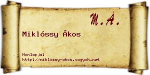 Miklóssy Ákos névjegykártya